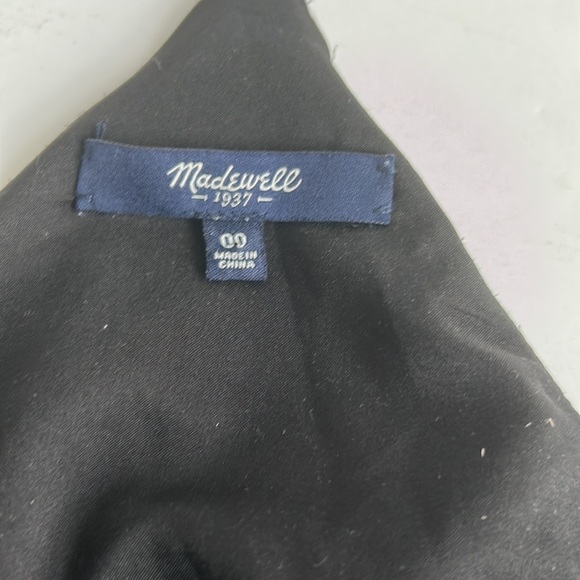 Madewell 100% silk Starview Batik Grid black gray cream mini dress w pockets - Picture 11 of 16